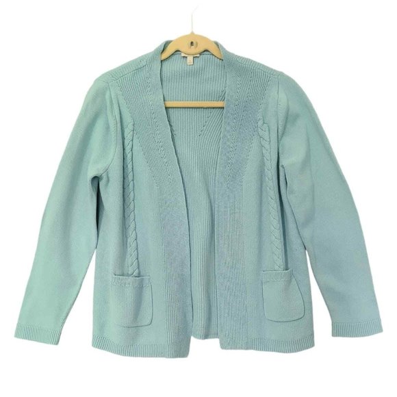 Talbots Sweaters - Talbots Cardigan Sweater Women Large Petite Blue Open Front Coastal